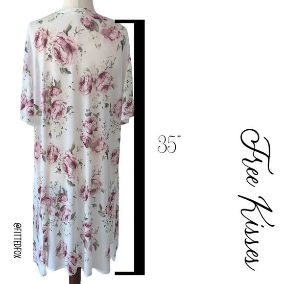 FREE KISSES WHITE FLORAL KIMONO | LIKE NEW | SIZE SMALL - Picture 3 of 4